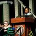 Alumni Association President Katrina VanderWoude speaks to the graduates during the Eastern Michigan University Commencement on Sunday, April 28. Daniel Brenner I AnnArbor.com